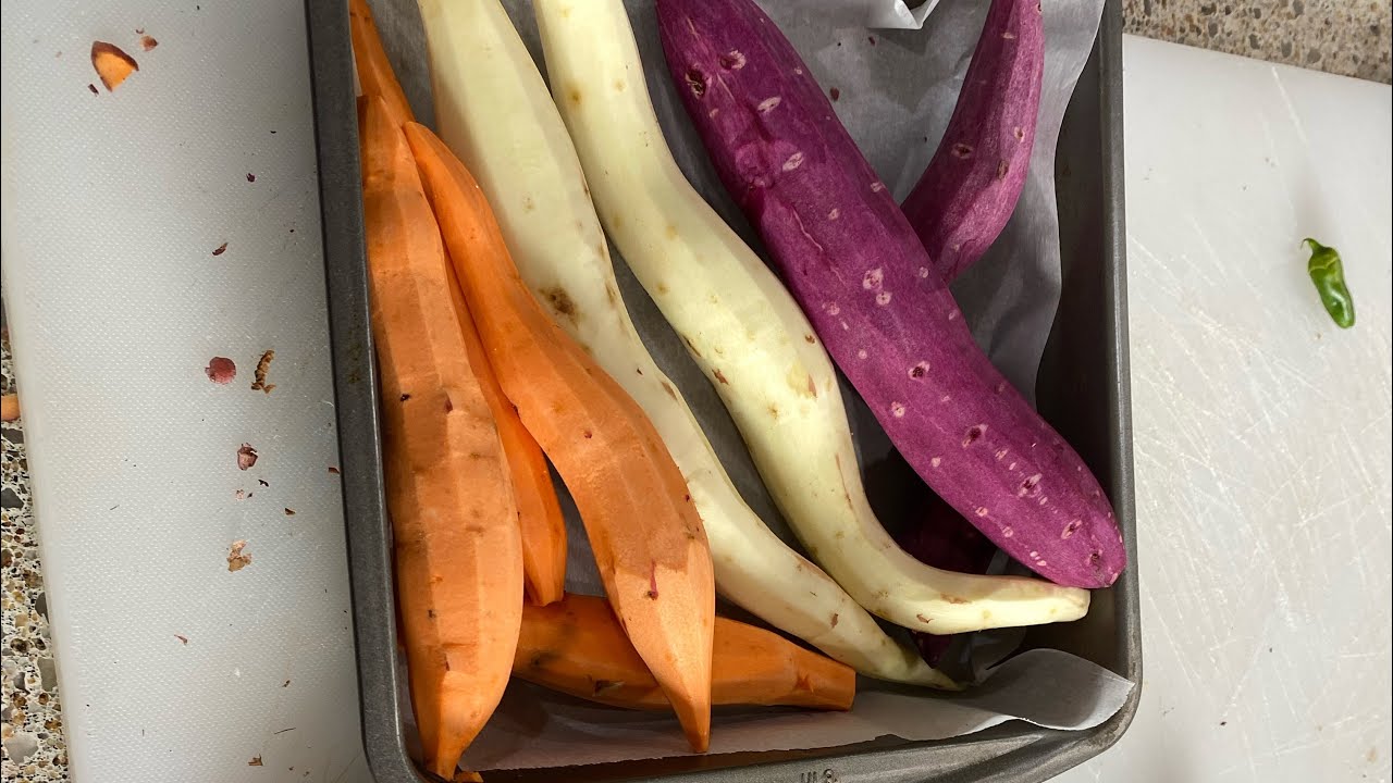 Peeling sweet potatoes