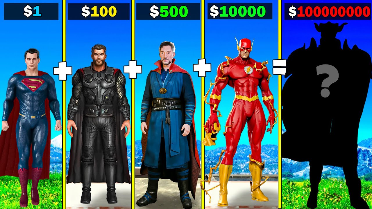 Fusing FLASH DOCTOR STRANGE SUPERMAN and THOR into GOD SUPERHERO in GTA 5!