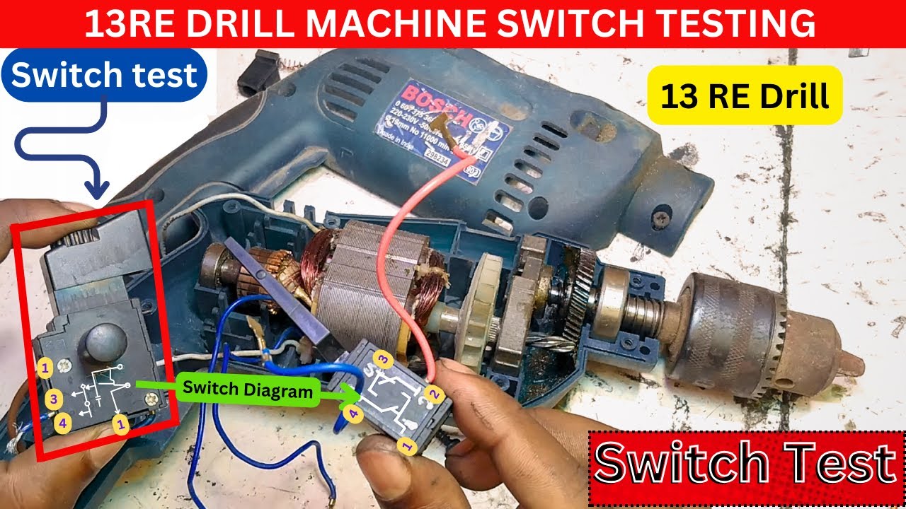 Drill machine switch testing || 13re drill machine switch test || how to test hammer drill switch
