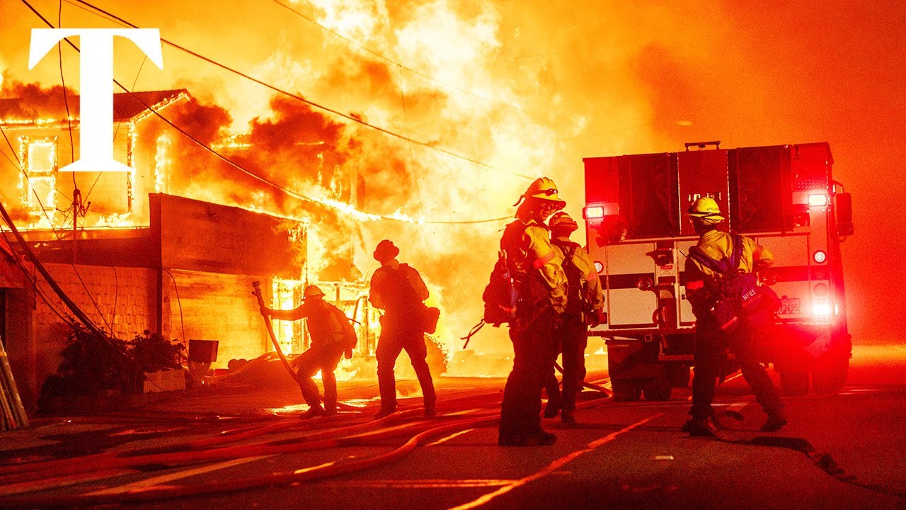 Residents evacuate Hollywood homes as fire rages