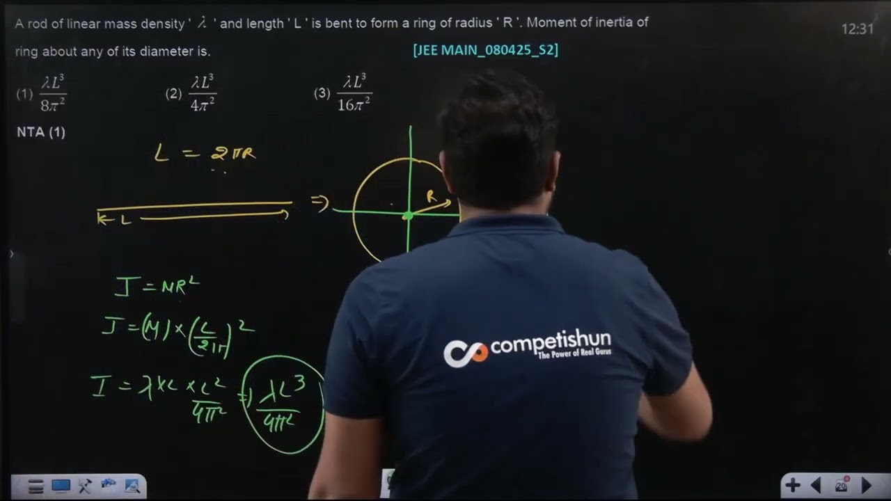 A rod of linear mass density  08 APR 2025 SHIFT-2 JEE MAIN PYQ