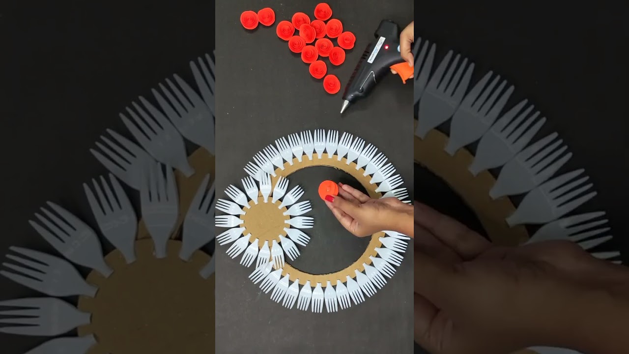 recycling waste plastic spoons diy #shorts #walldecor #diy #homedecor #bestoutofwaste #youtubeshorts