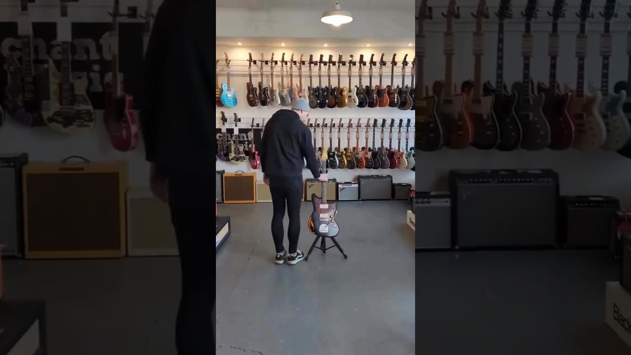 Keep your guitar locked 🔒 in! 🎸The GS414BPLUS Guitar Stand keeps your guitar safe #guitarstand