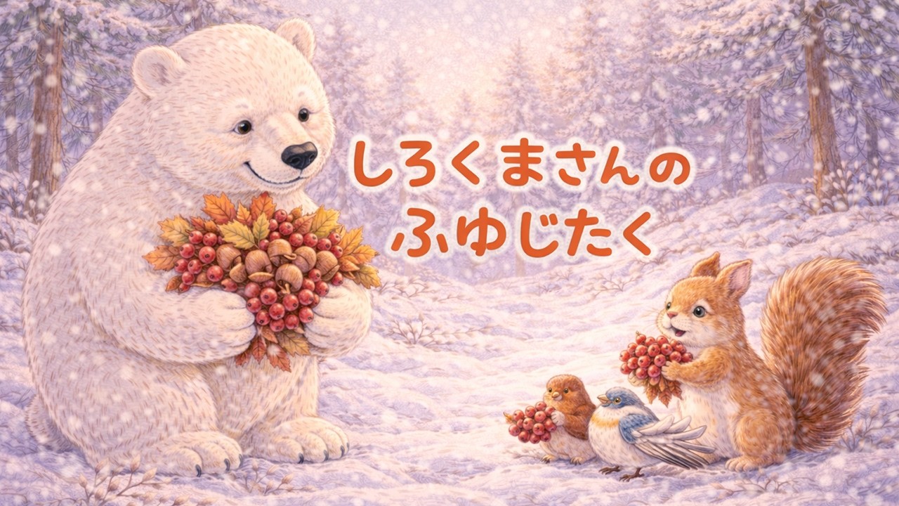 【寝かしつけ】心がぽかぽか温まる。しろくまさんのふゆじたく【絵本読み聞かせ・冬の絵本】