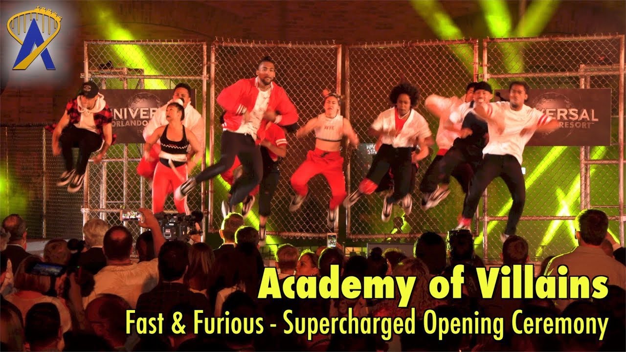 Academy of Villains perform during Fast & Furious - Supercharged opening at Universal Orlando