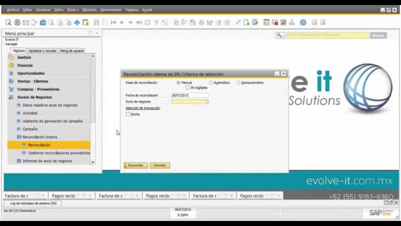 Reconciliar documentos en SAP Business One