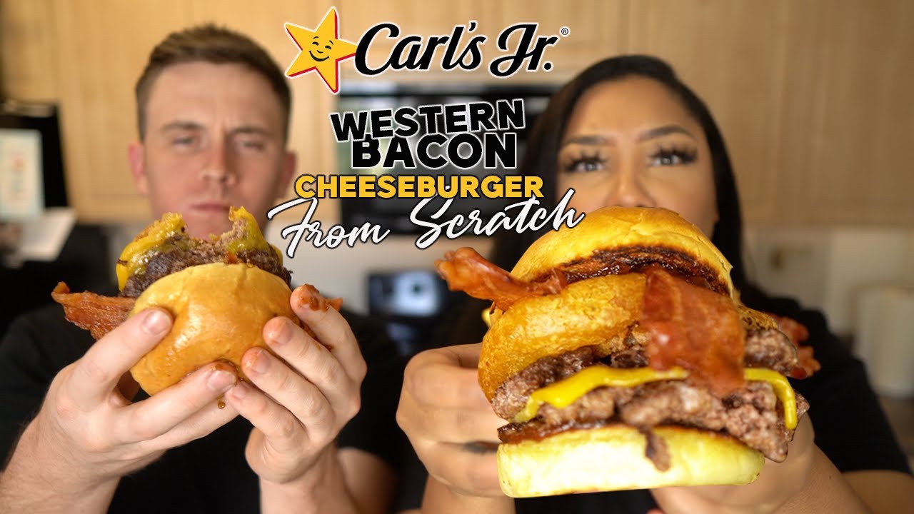 BOYFRIEND TRIES MY VERSION OF A WESTERN BACON CHEESEBURGER | RECIPE + MUKBANG