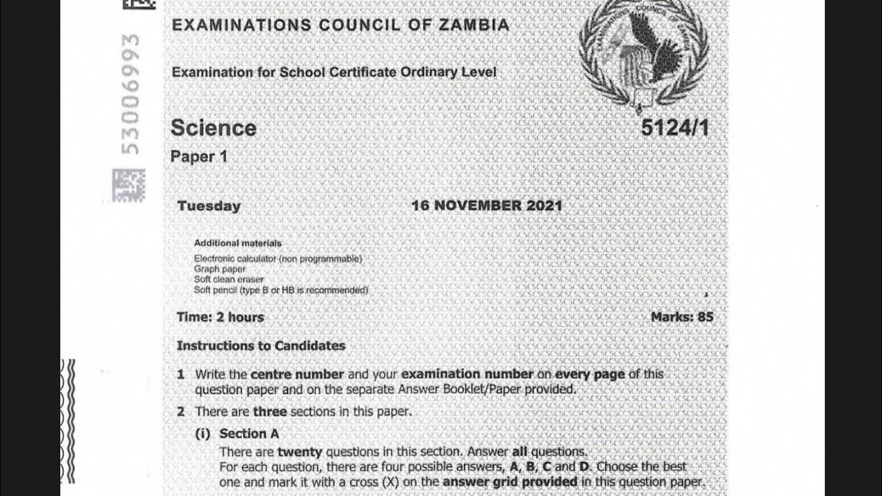 SCIENCE PAPER 1 2021 INTERNAL SECTION B