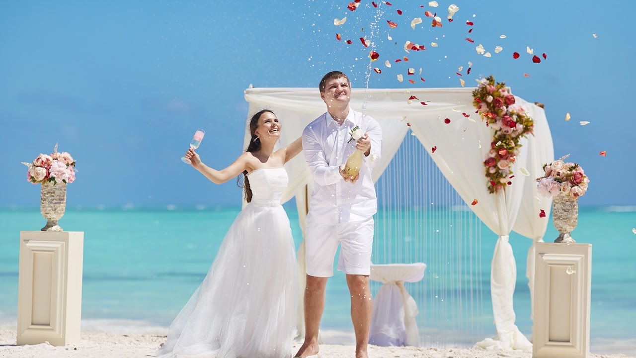 Beautiful white wedding on the beach Dominican Republic