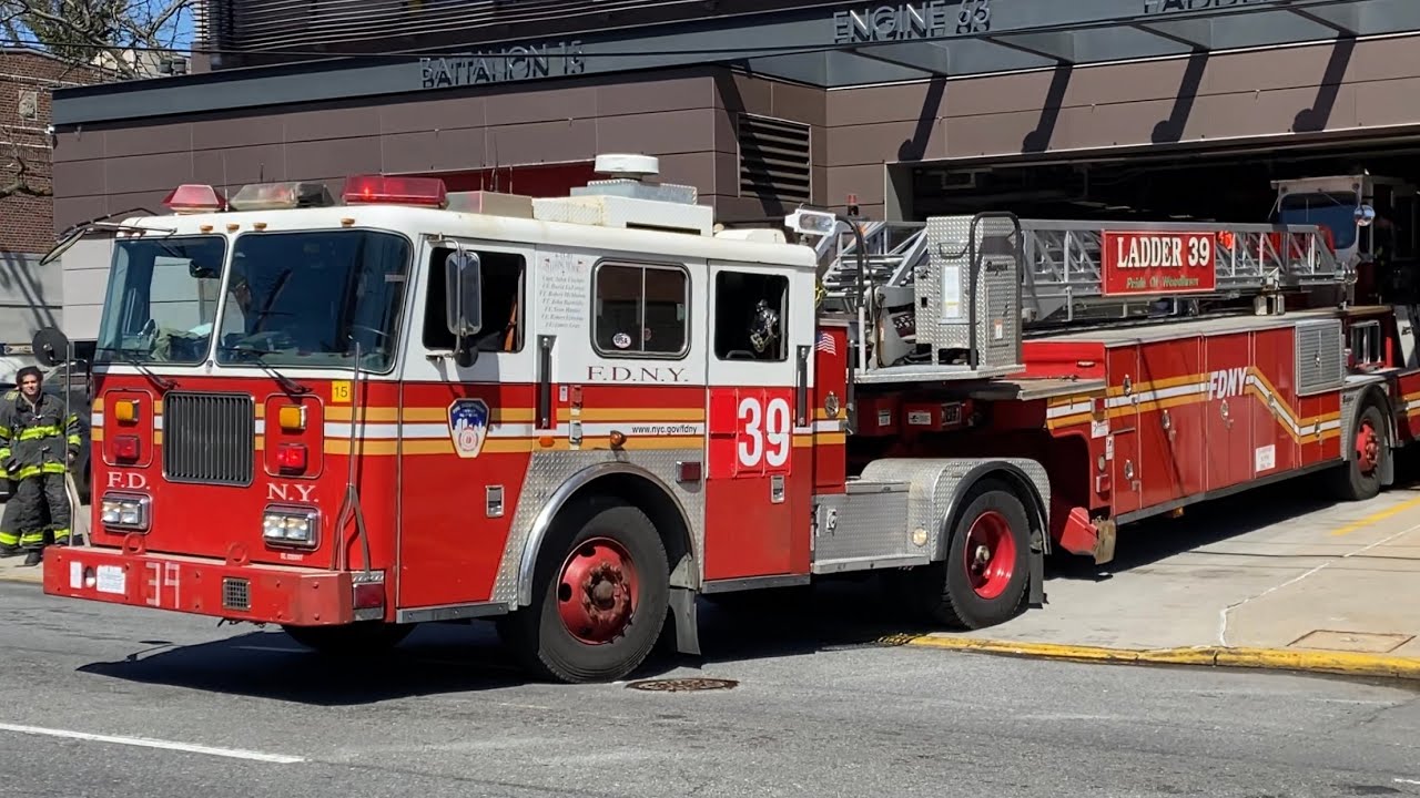 ⁴ᴷ *** THE OLDEST TILLER *** FDNY Engine 63 & Tiller Ladder 39 Responding {Classic PA300 + Horn}