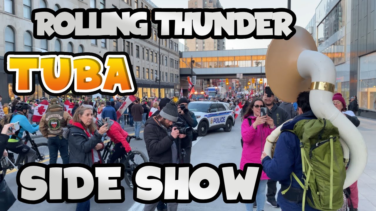 Ottawa Rolling Thunder Biker Protest, COPS, Big Rigs, Tuba Player, Chihuahua and Unicycle, Enjoy!
