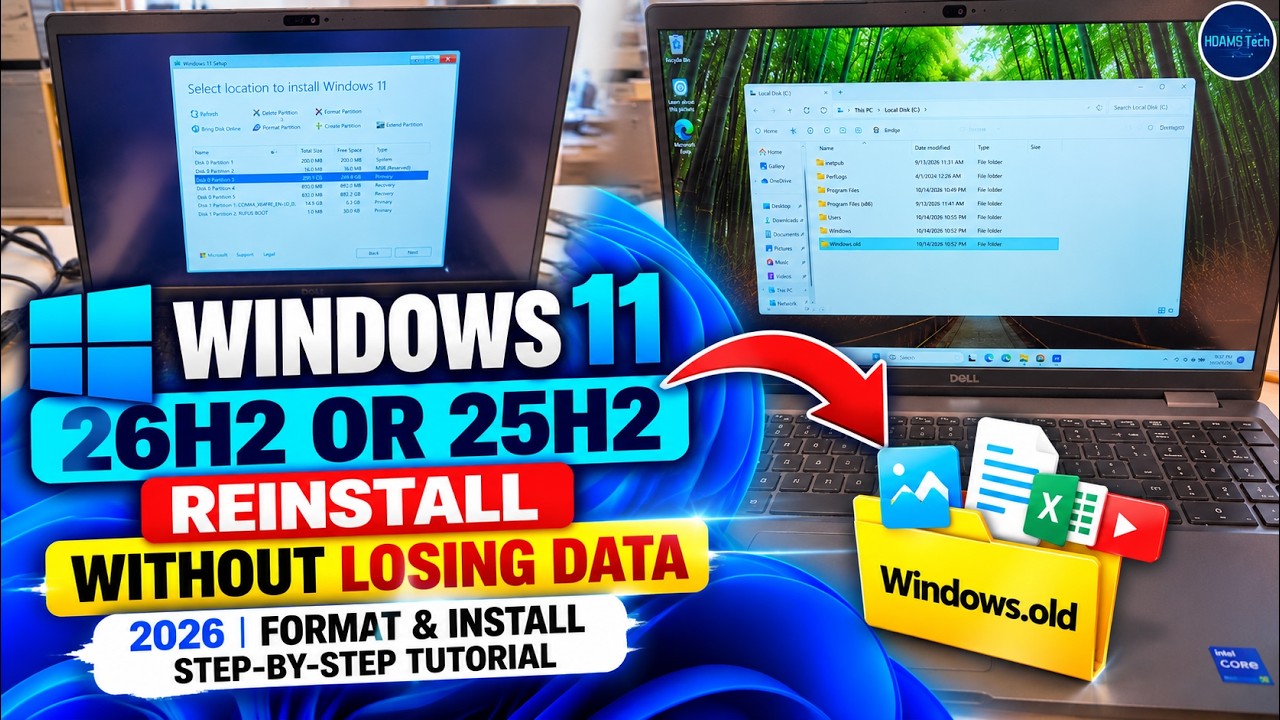 How to Reinstall Windows 11 26H2 or 25H2 Without Losing Data 2026 Format & Install Step by Step