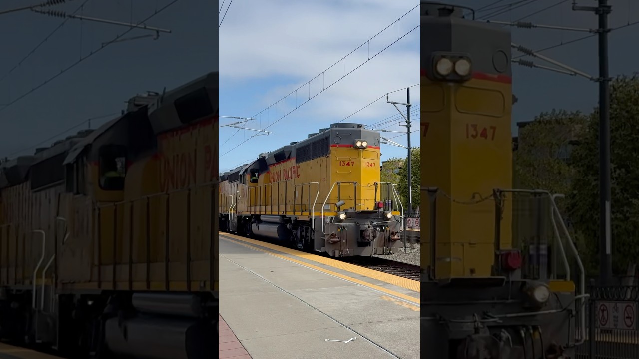 Union Pacifc LSF51 heads southbound towards Redwood City light power long hood forward 