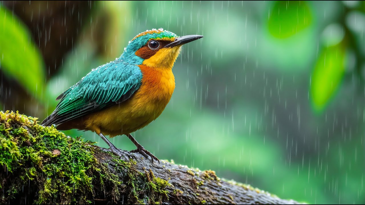 Healing Nature Atmosphere 🌧️🐦💛 Rain Sounds, Birds & Piano for Stress Relief