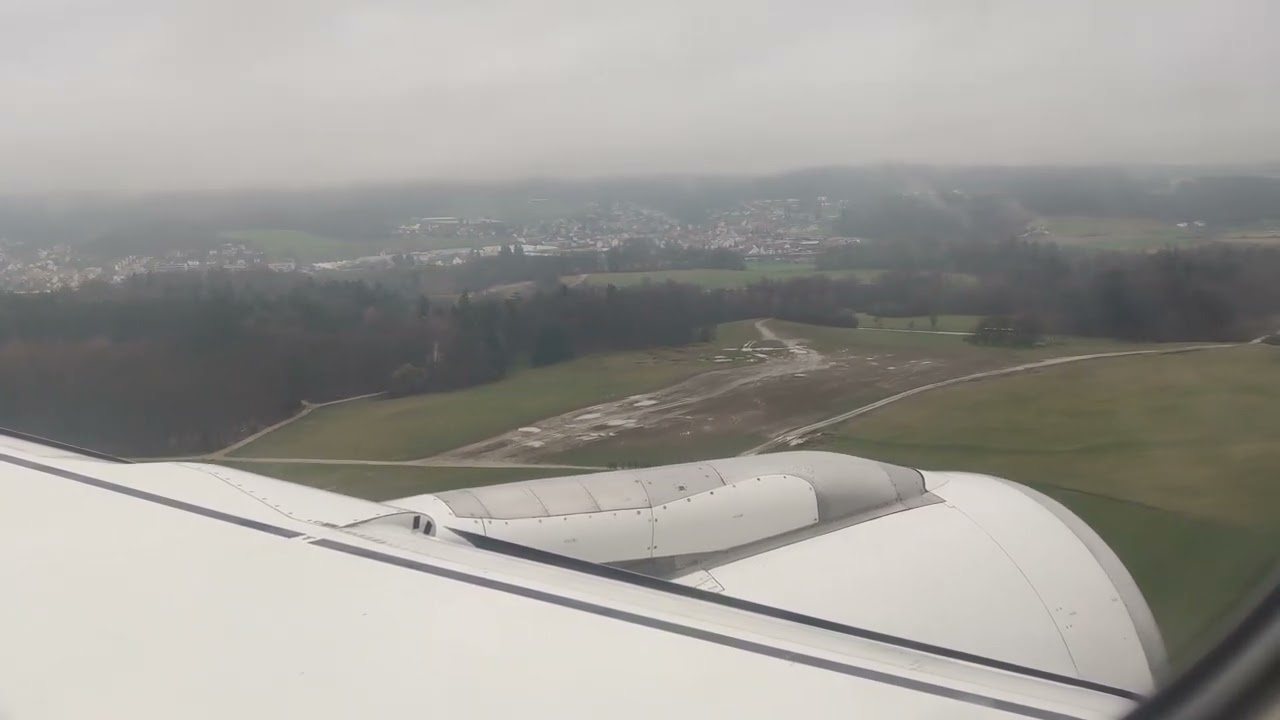 Cloudy Approach and Landing in Zurich (ZRH) on Lufthansa's LH2366 Airbus A319 from Munich (MUC)