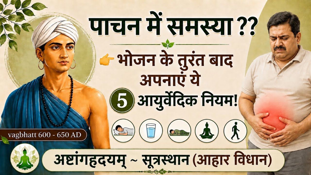 आयुर्वेदिक ग्रन्थ अष्टांग हृदयम के 5 निषेध, स्वस्थ पाचन के लिए महत्वपूर्ण सलाह। Ashtang hridayam.