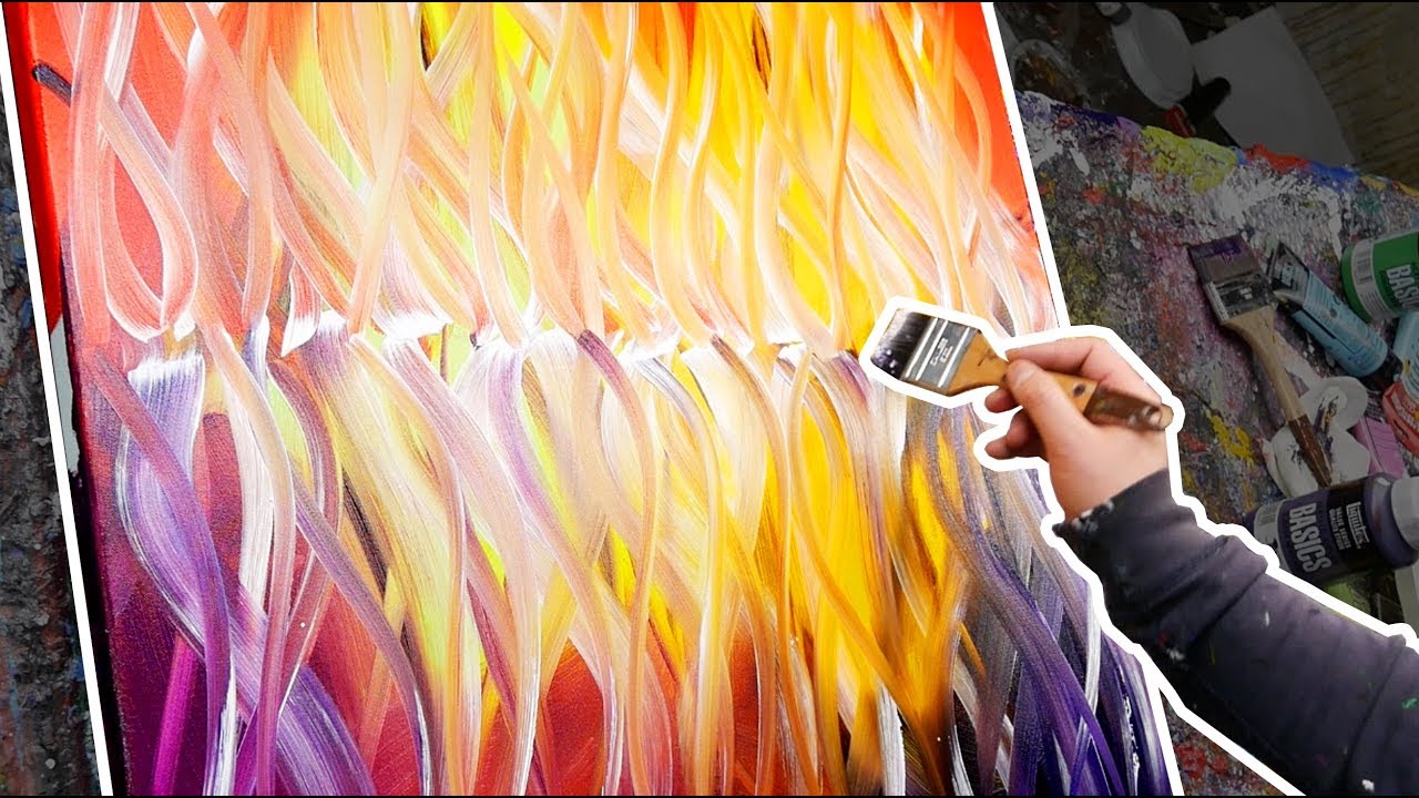 Creation of an abstract painting with warm colors | Collapse