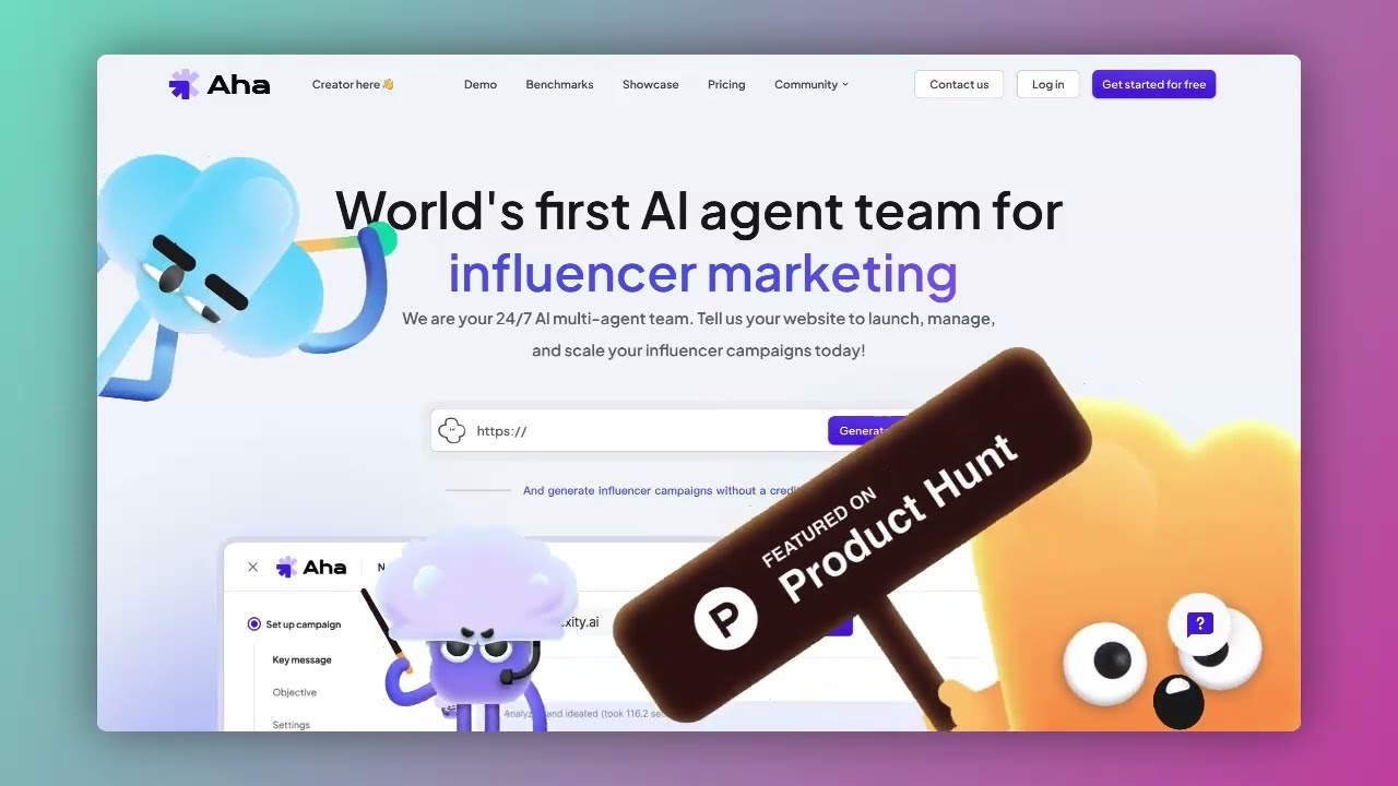 Aha - the world first AI agent team for influencer marketing | Made with Poindeo