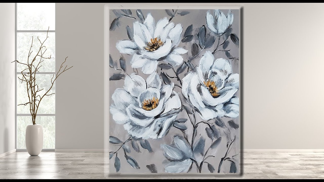Acrylic painting for beginners / Simple flowers /MariArtHome