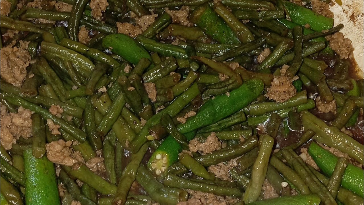 Adobong Sitaw with pork Giniling and okra