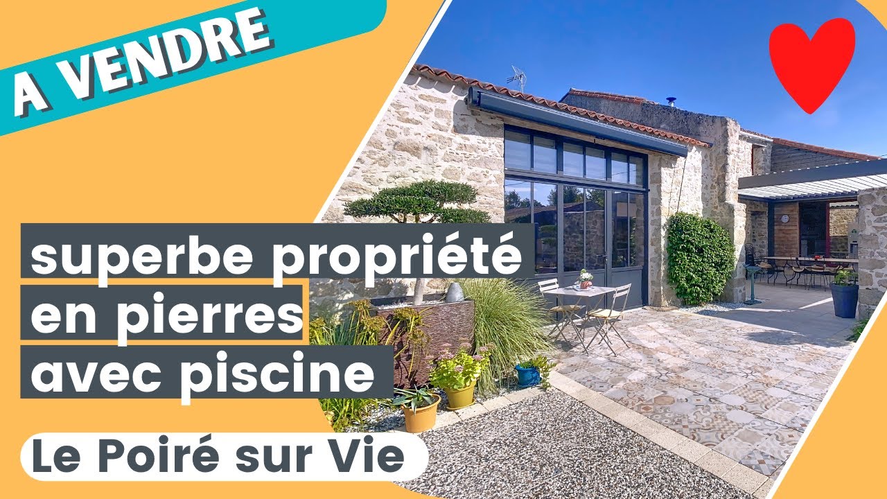 à vendre maison en pierres 5 chambres avec grange et piscine au Poiré sur Vie