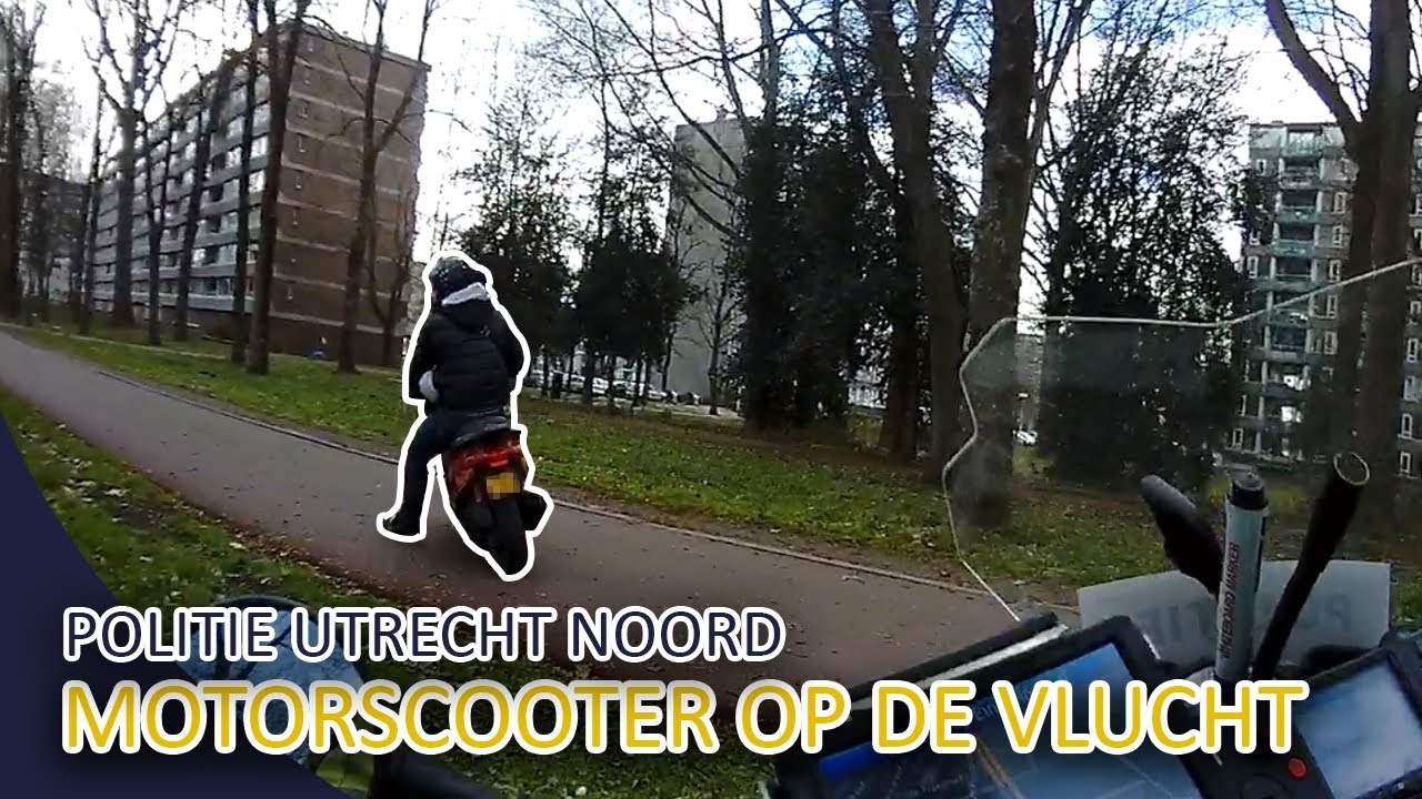 Achtervolging motorscooter door politie Utrecht Noord.
