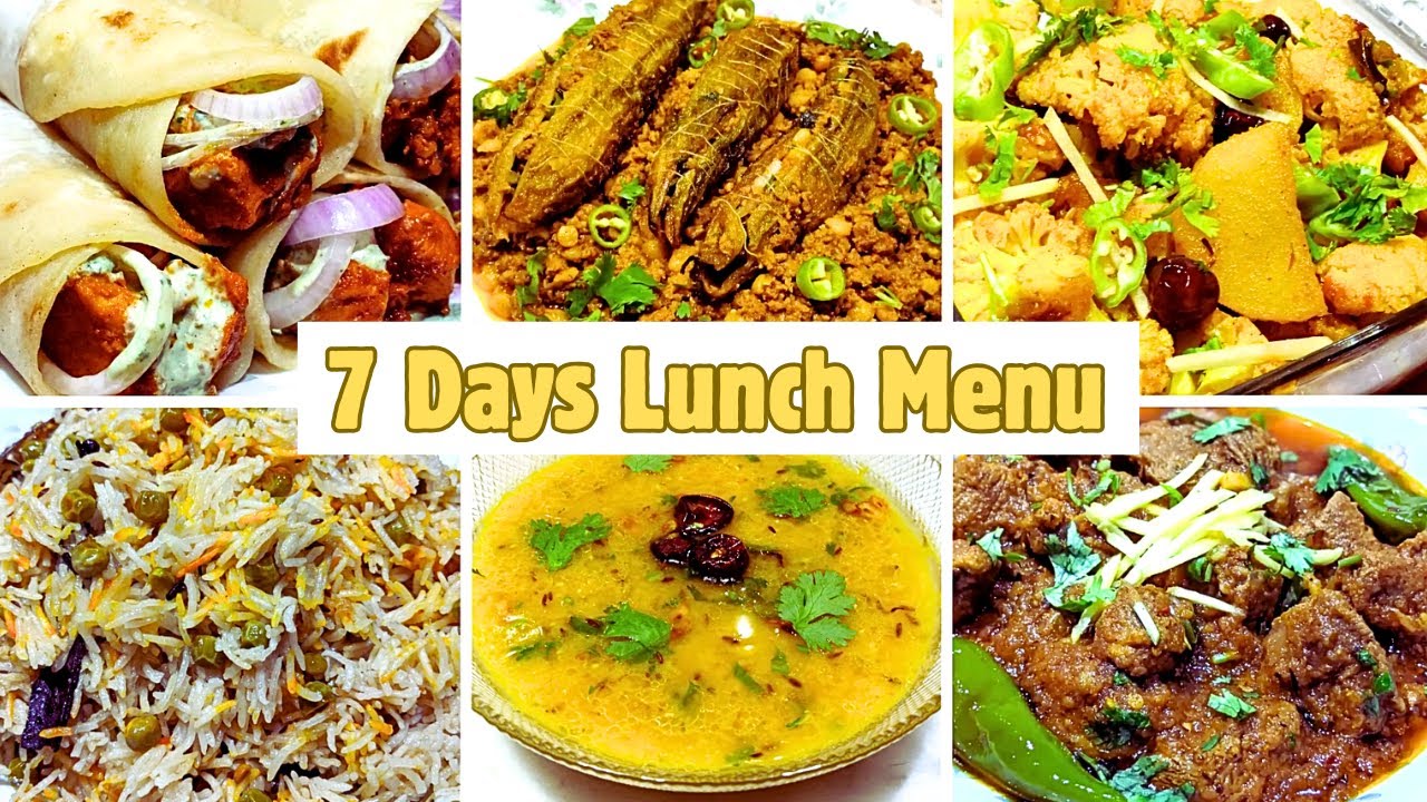 7 Days Lunch Menu l Weekly Menu Ideas For Lunch l Meal Planning l Aaj Kia Pakayen l Cook with Sarwat