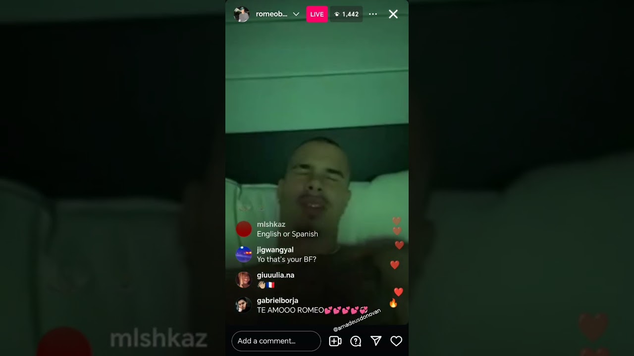 Romeo Beckham live on Instagram before bed