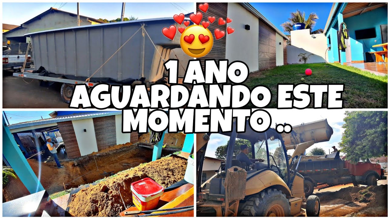 NOSSA PISCINA DE FIBRA CHEGOU | MODELO ITALIANA| COMEÇOU A ESCAVAÇÃO | MUITO TRABALHO POR AQUI