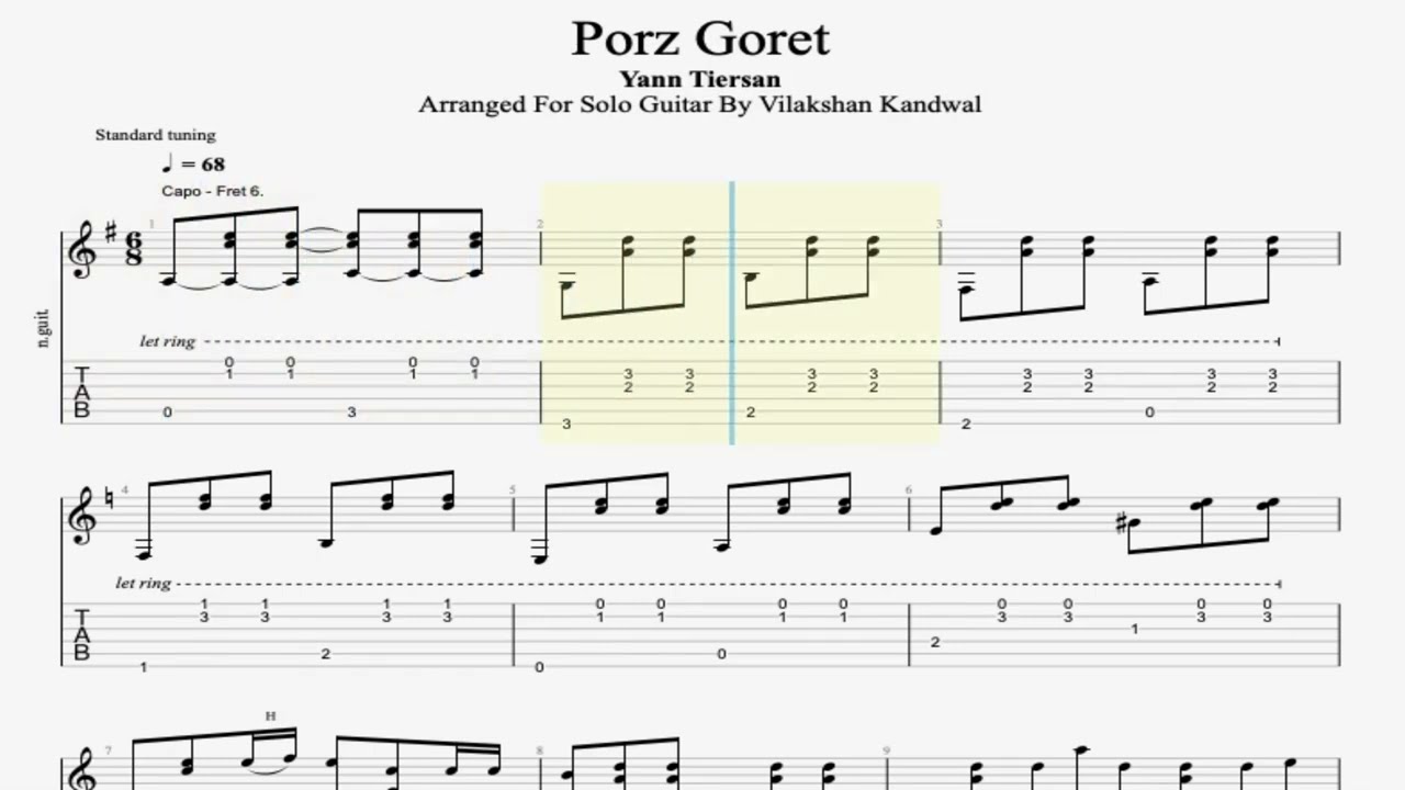 Porz Goret - Yann Tiersen (Tabs/Notations)