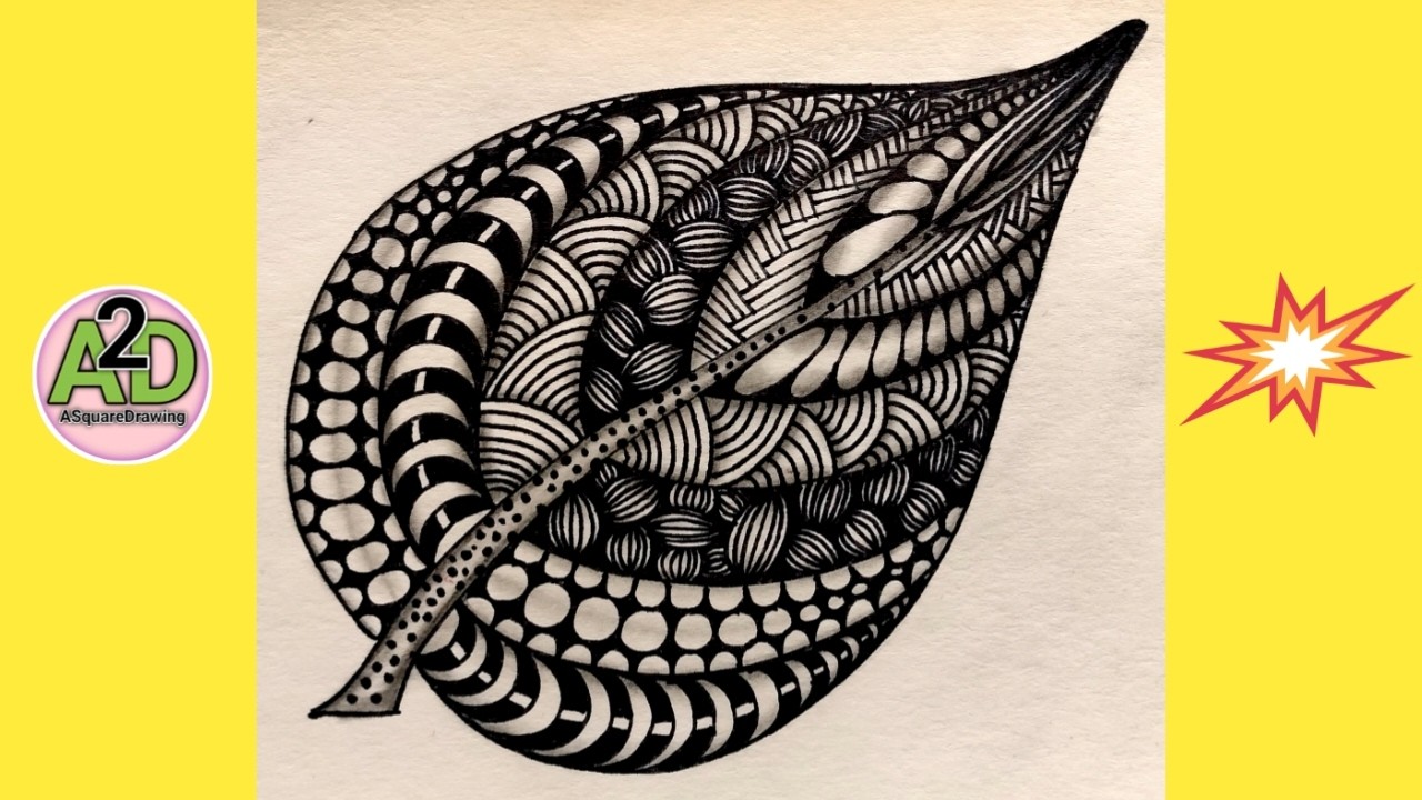Zentangle Art -20 | Zentangle Art in Leaf | Leaf Zentangle