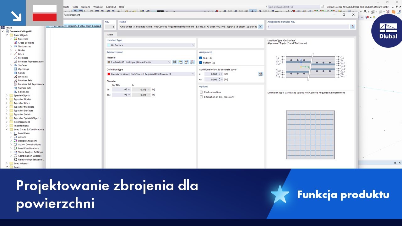 Projektowanie konstrukcji betonowych | Projektowanie zbrojenia dla powierzchni