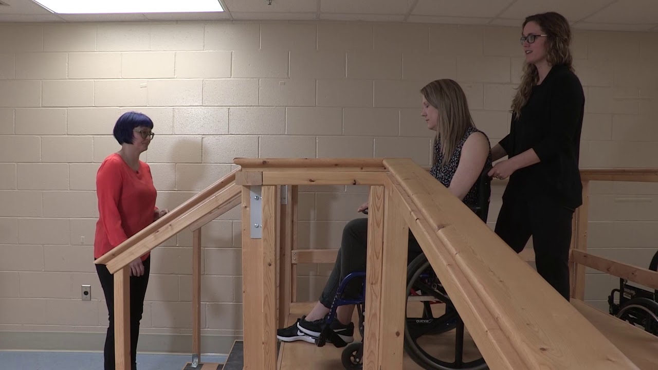 Manual Wheelchair Skill: Descends stairs, training with caregiver