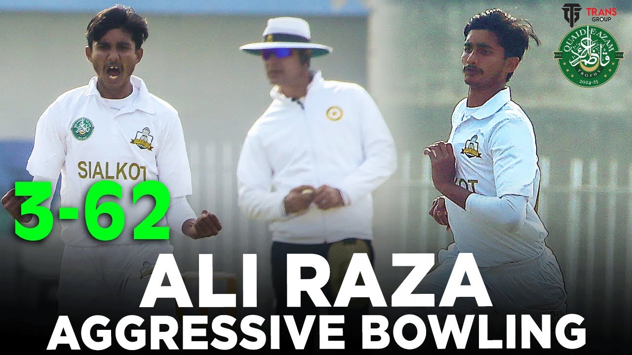 Aggressive Bowling By Ali Raza | Sialkot vs Peshawar | Day 1 | Quaid-e-Azam Trophy Final | PCB