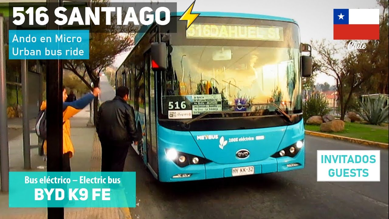Путешествие на автобусе 516 Transantiago на новом электробусе BYD K9 FE 