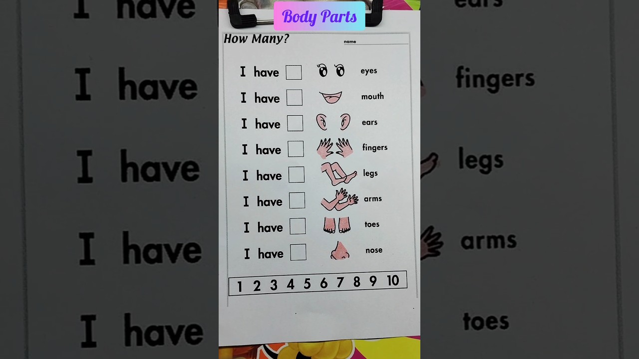 Body Parts #bodyparts #evs #worksheet #shorts