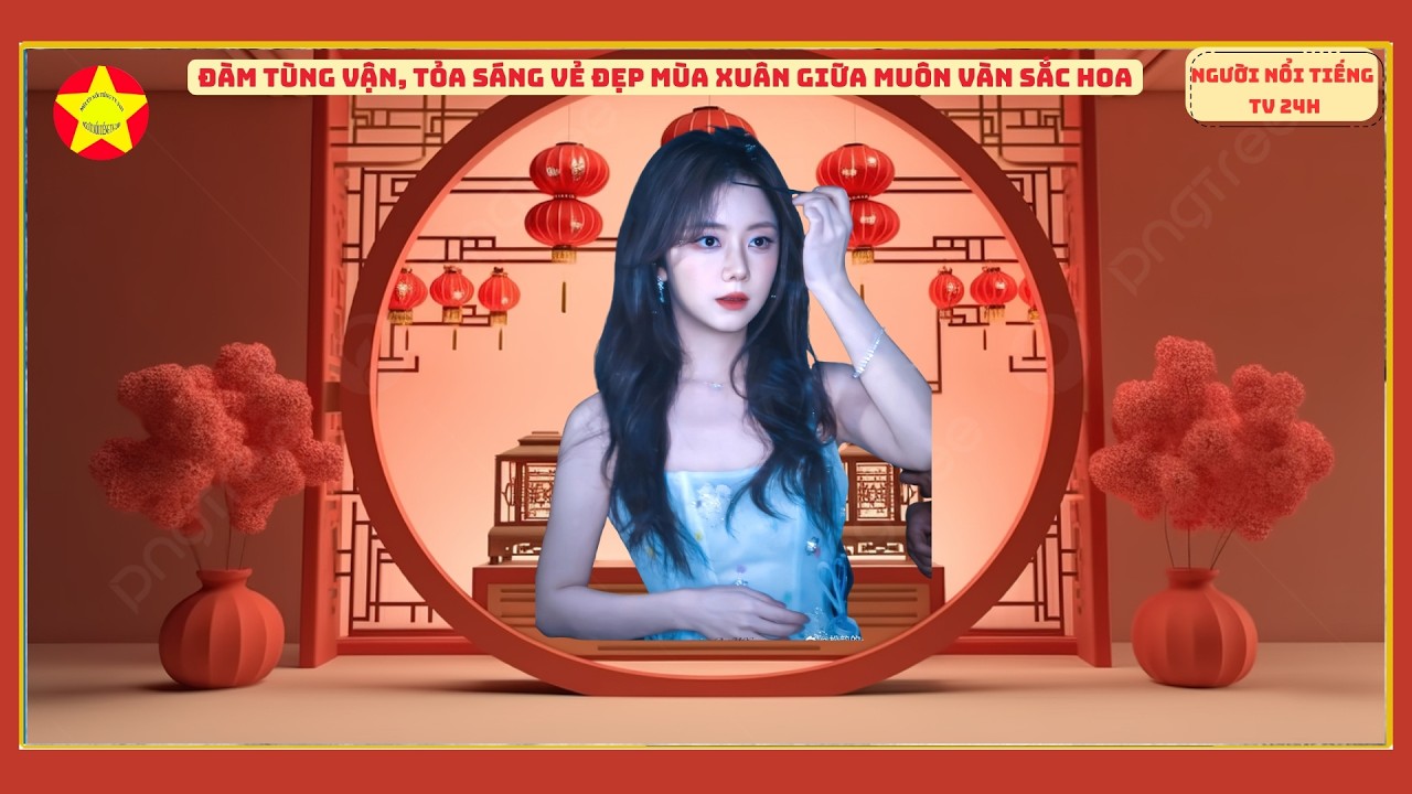 Тан Сонъюнь, излучающая весеннюю красоту среди бесчисленных весенних цветов в светло-голубом шифонов