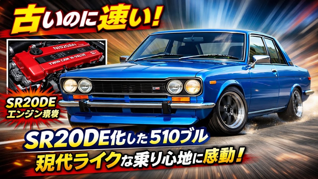 🚘💙「古いのに速い！SR20DE化した510ブルの“現代ライクな”乗り心地に感動」