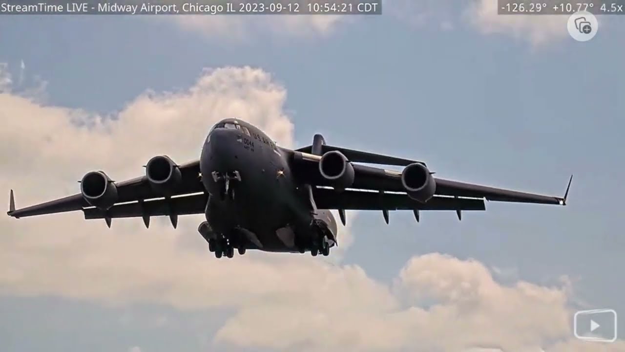 Massive Yet Nimble: C-17 Landing at Midway Airport | StreamTime LIVE