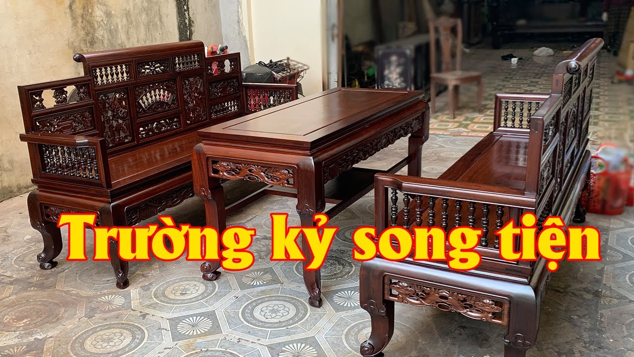 Bộ Trường Kỷ Song Tiện Huế Chạm 2 Mặt Siêu Đẹp - Đồ Gỗ Mai Toàn