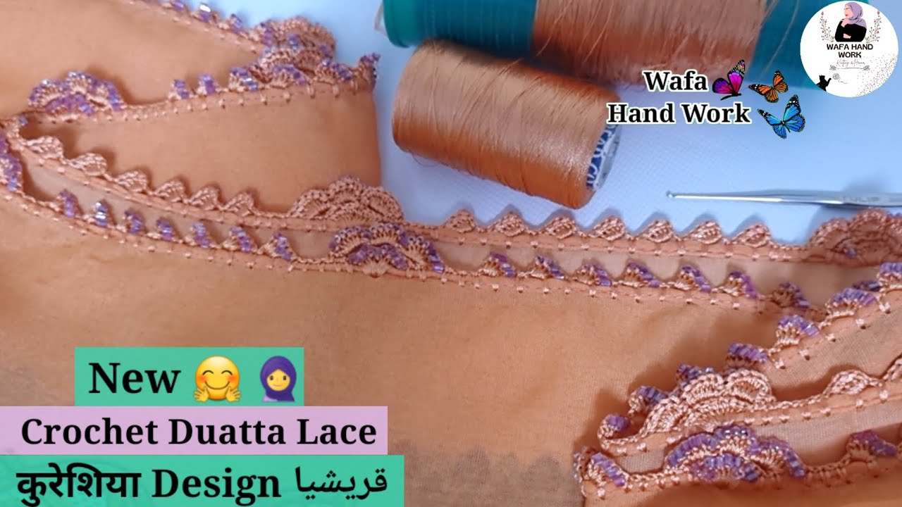 Easy Dupatta Neck sleeves |  Crochet Lace Pattern | Qureshia Lace Design | Asan Lace design | Wafa 🧕