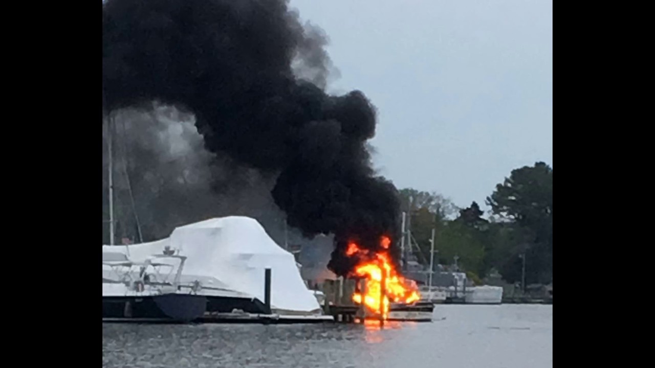 Boat Fire at Solomons Yacht Club
