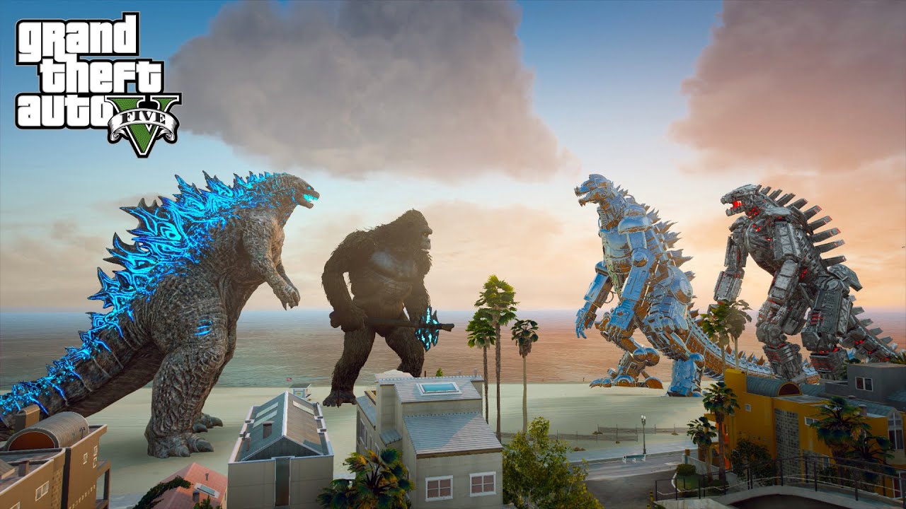 Godzilla and Kong vs Ready Player One Mecha and Mechagodzilla - GTA V Mods