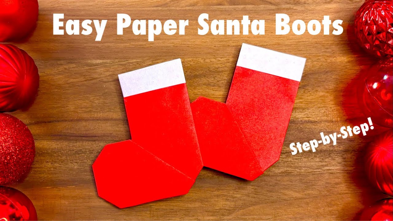 Easy Paper Santa Boots | Christmas Origami Craft DIY Tutorial (Step-by-Step)