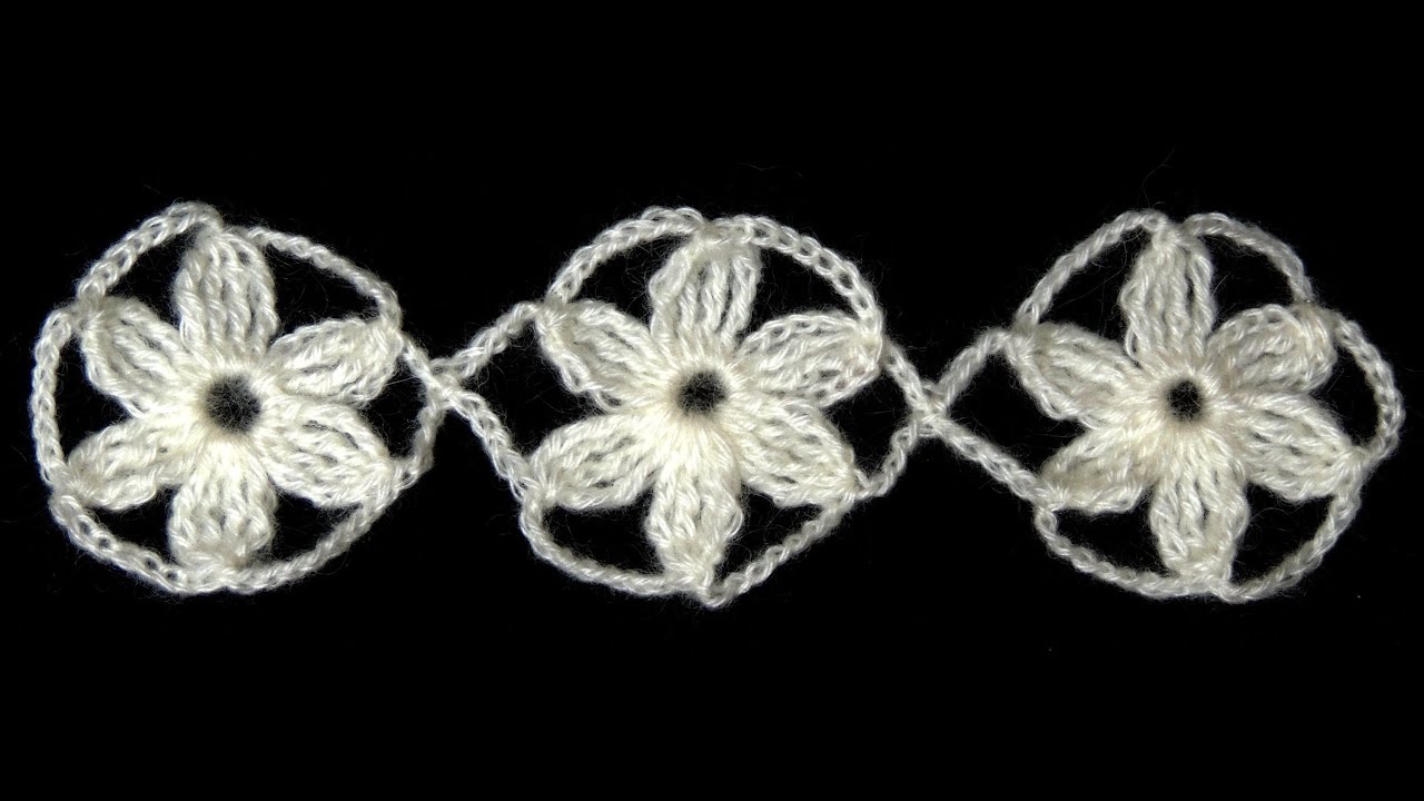 Crochet : Motivo Flores Entrelazadas