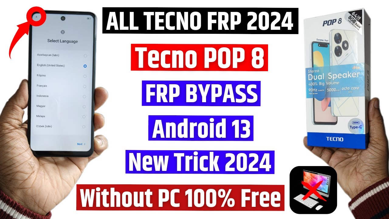 Tecno POP 8 Frp Bypass Android 13 - No need computer | All Tecno 2024 Google account bypass