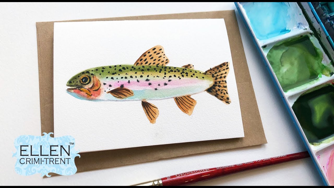EASY DIY Father's Day Card with Watercolor / Rainbow Trout/ Step by Step Tutorial