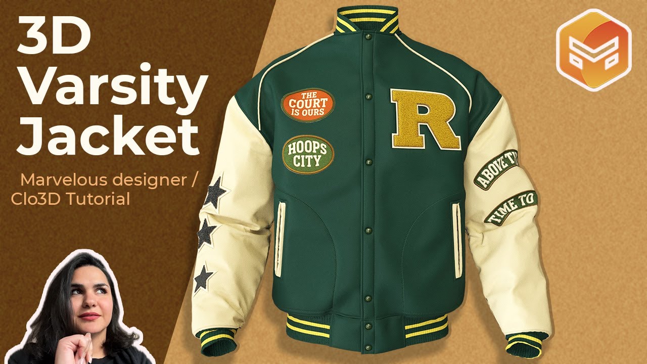 Marvelous Designer Varsity/ Basketball Jacket with patches and fur texturing (Full Tutorial) MD.2025