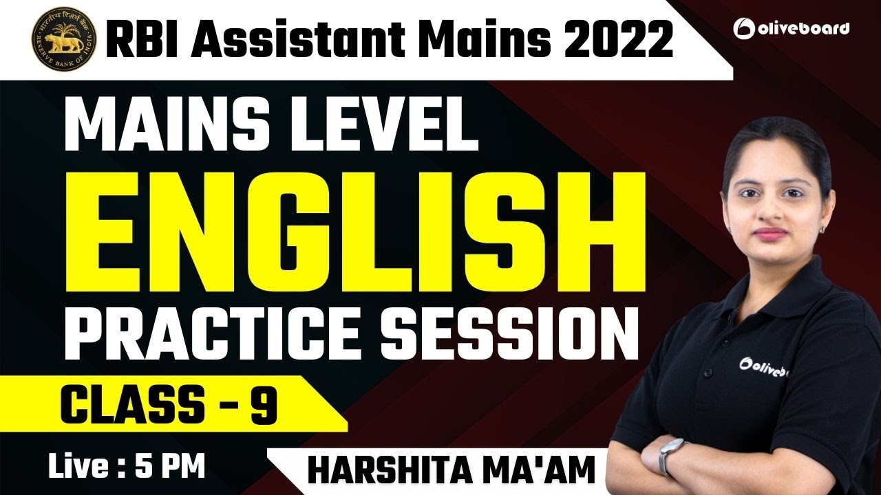 RBI Assistant Mains English 2022 | Mains Level English Practice Session | Class - 9 | Harshita Ma'am