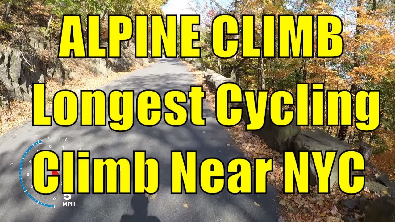 Cycling Alpine Approach Road (1.4 Miles Uphill) from Henry Hudson Drive (River Road) to Route 9W, NJ